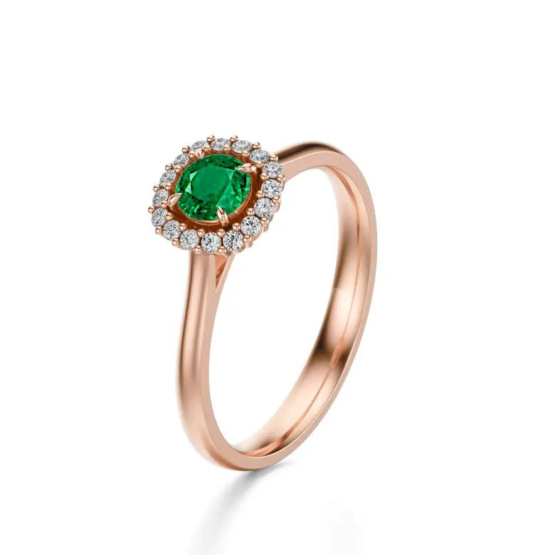 Pierścionek ze szmaragdem i diamentami różowe złoto AJPZ_030 Pierścionek ze szmaragdem i diamentami różowe złoto AJPZ_030